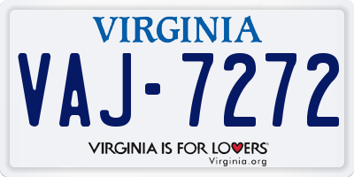 VA license plate VAJ7272