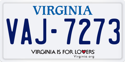 VA license plate VAJ7273