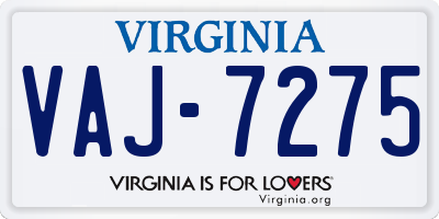 VA license plate VAJ7275
