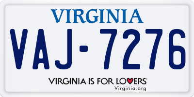 VA license plate VAJ7276