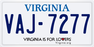 VA license plate VAJ7277