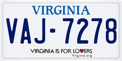 VA license plate VAJ7278