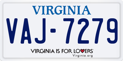 VA license plate VAJ7279