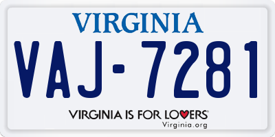 VA license plate VAJ7281