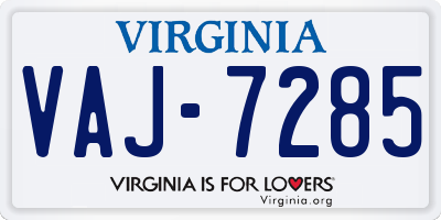 VA license plate VAJ7285