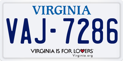 VA license plate VAJ7286