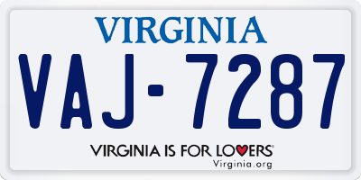 VA license plate VAJ7287
