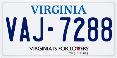 VA license plate VAJ7288