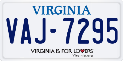 VA license plate VAJ7295