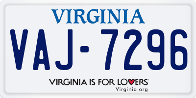 VA license plate VAJ7296