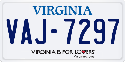 VA license plate VAJ7297
