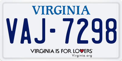 VA license plate VAJ7298