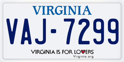 VA license plate VAJ7299