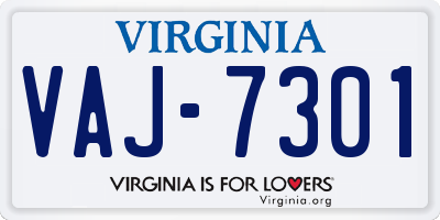 VA license plate VAJ7301