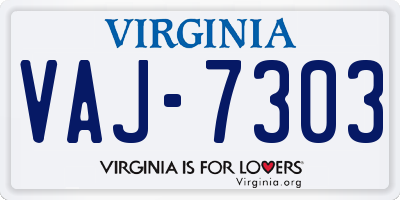 VA license plate VAJ7303
