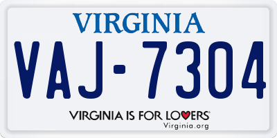 VA license plate VAJ7304