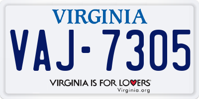 VA license plate VAJ7305