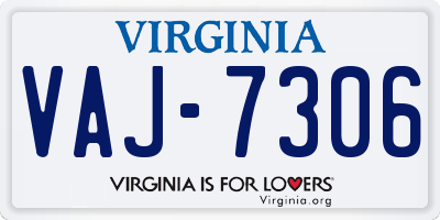 VA license plate VAJ7306