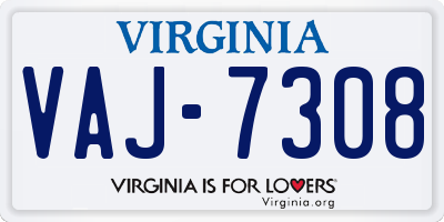 VA license plate VAJ7308