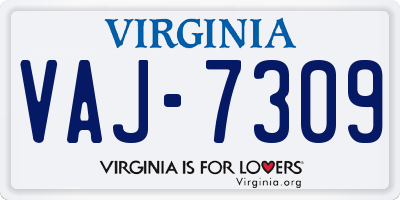 VA license plate VAJ7309
