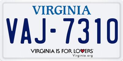 VA license plate VAJ7310