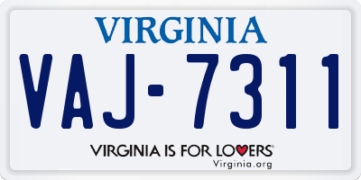 VA license plate VAJ7311