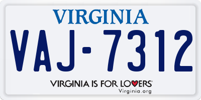 VA license plate VAJ7312