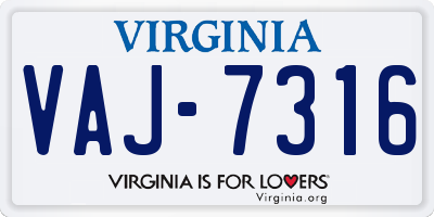 VA license plate VAJ7316