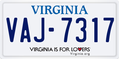 VA license plate VAJ7317
