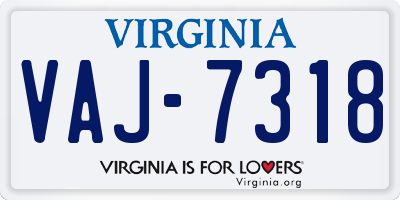VA license plate VAJ7318
