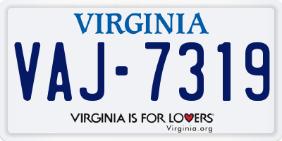 VA license plate VAJ7319