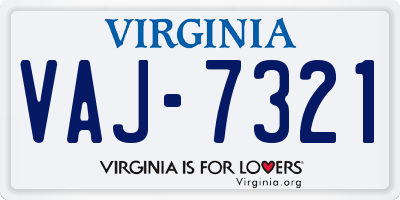 VA license plate VAJ7321
