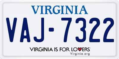 VA license plate VAJ7322