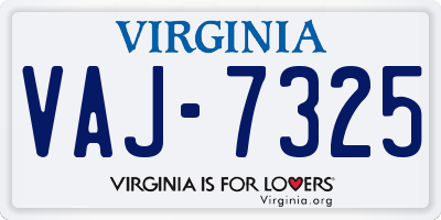 VA license plate VAJ7325