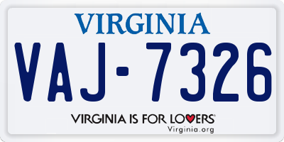 VA license plate VAJ7326