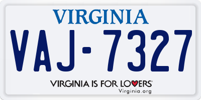 VA license plate VAJ7327
