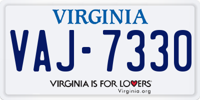 VA license plate VAJ7330
