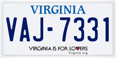 VA license plate VAJ7331