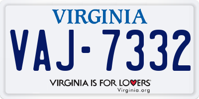 VA license plate VAJ7332