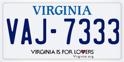 VA license plate VAJ7333