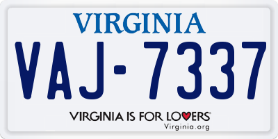 VA license plate VAJ7337