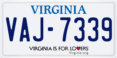 VA license plate VAJ7339