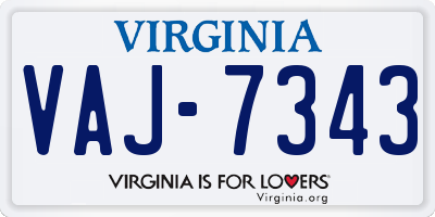 VA license plate VAJ7343