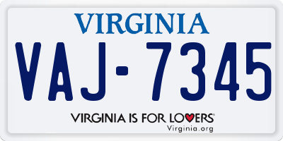 VA license plate VAJ7345