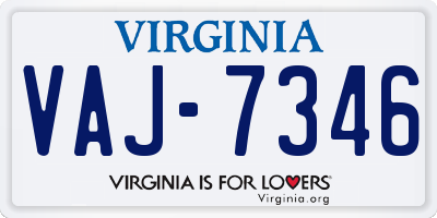 VA license plate VAJ7346