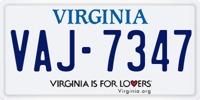 VA license plate VAJ7347