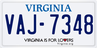 VA license plate VAJ7348