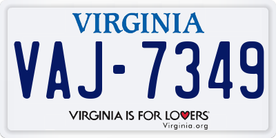 VA license plate VAJ7349