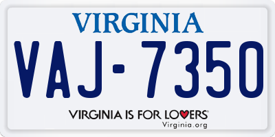 VA license plate VAJ7350