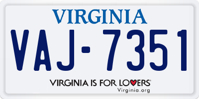 VA license plate VAJ7351